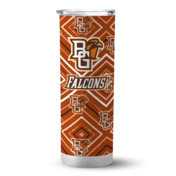 Customized Bowling Green Falcons Zipper Leopard Orange Skinny Tumbler