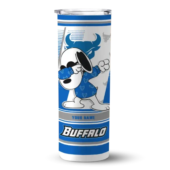 customized buffalo bulls snoopy dog royal blue white skinny tumbler best selling
