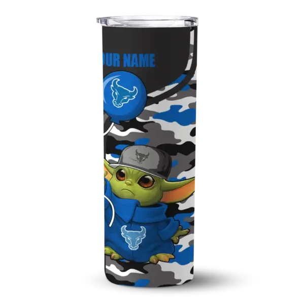 customized buffalo bulls yoda camo royal blue black skinny tumbler best selling