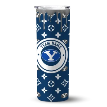 Customized BYU Cougars Camo Streak Blue Skinny Tumbler