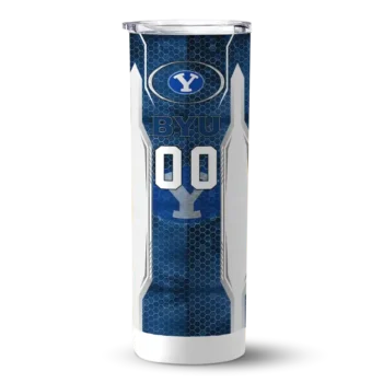 Customized BYU Cougars Stacked Diamond Blue Skinny Tumbler