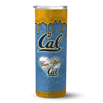 Customized California Golden Bears Pixel Fade Blue Skinny Tumbler