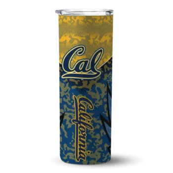 Customized California Golden Bears Spiral Burst Print Blue Skinny Tumbler