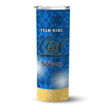 Customized California Golden Bears Starburst Tiles Blue Skinny Tumbler