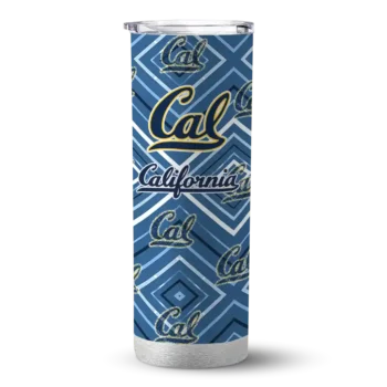 Customized California Golden Bears Zipper Leopard Blue Skinny Tumbler
