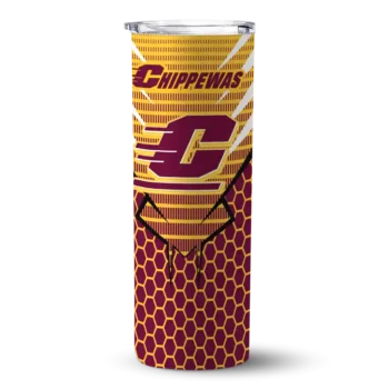 Customized Central Michigan Chippewas Chevron Stripes Maroon Skinny Tumbler