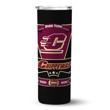 Customized Central Michigan Chippewas Helmet Belt Maroon Black Skinny Tumbler