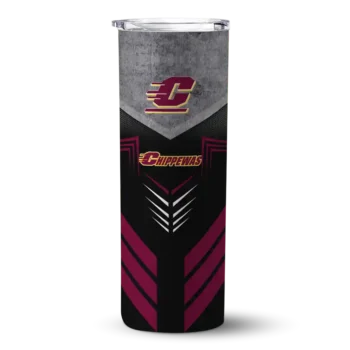 Customized Central Michigan Chippewas Hexagon Honeycomb Maroon Black Skinny Tumbler