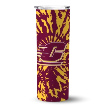 Customized Central Michigan Chippewas Metallic Grid Maroon Skinny Tumbler