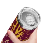 customized-central-michigan-chippewas-metallic-grid-maroon-skinny-tumbler-best-selling.webp