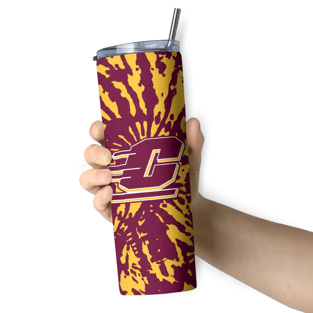 customized-central-michigan-chippewas-metallic-grid-maroon-skinny-tumbler-premium-grade.webp