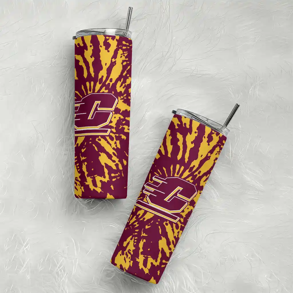 customized-central-michigan-chippewas-metallic-grid-maroon-skinny-tumbler-top-rated.webp