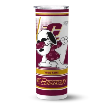 Customized Central Michigan Chippewas Snoopy Dog Maroon White Skinny Tumbler