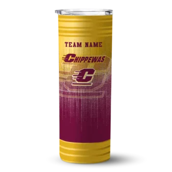 Customized Central Michigan Chippewas Swirl Texture Maroon Skinny Tumbler