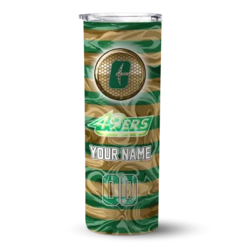 Customized Charlotte 49ers Patterned Waves Green Skinny Tumbler