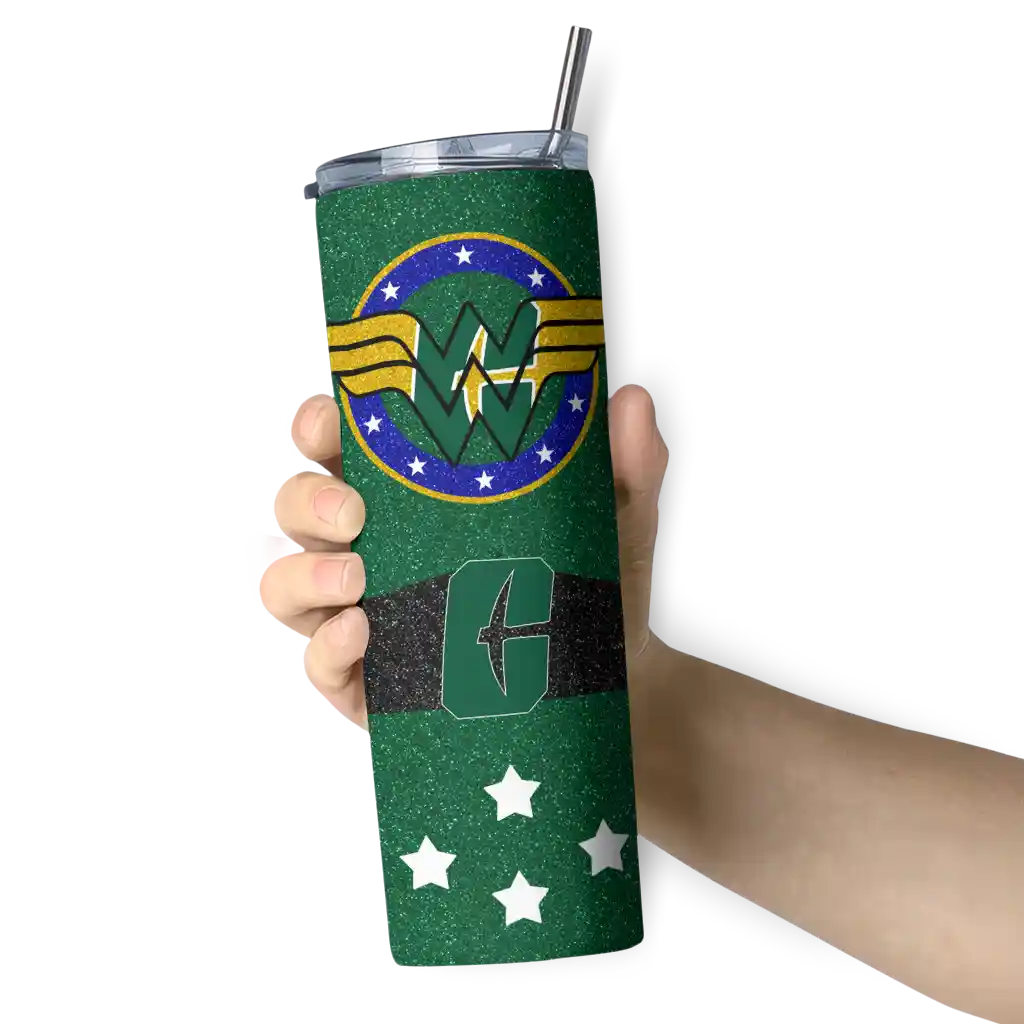 customized-charlotte-49ers-star-cluster-green-skinny-tumbler-premium-grade.webp