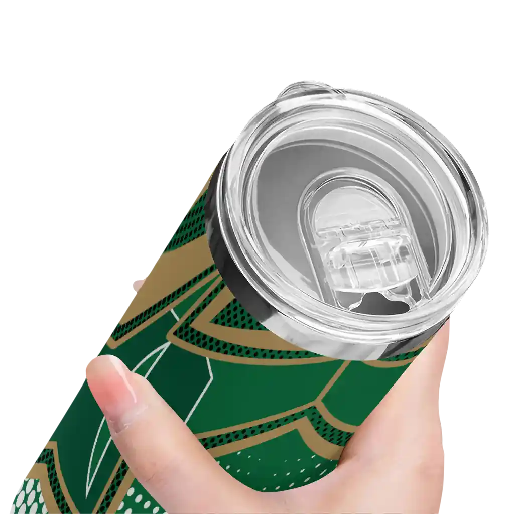 customized-charlotte-49ers-web-stripes-green-white-skinny-tumbler-high-quality.webp
