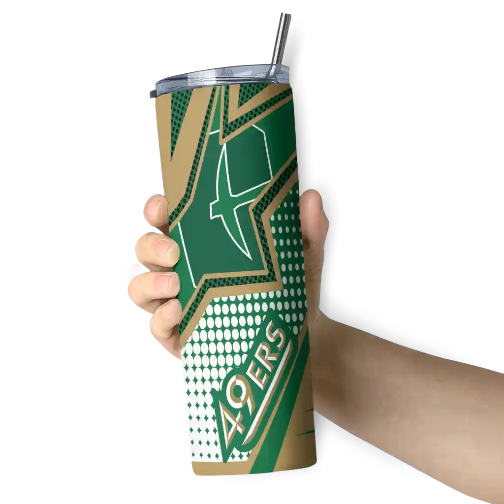 customized-charlotte-49ers-web-stripes-green-white-skinny-tumbler-premium-grade.webp