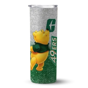 Customized Charlotte 49ers Winnie the Pooh Green Gray Skinny Tumbler