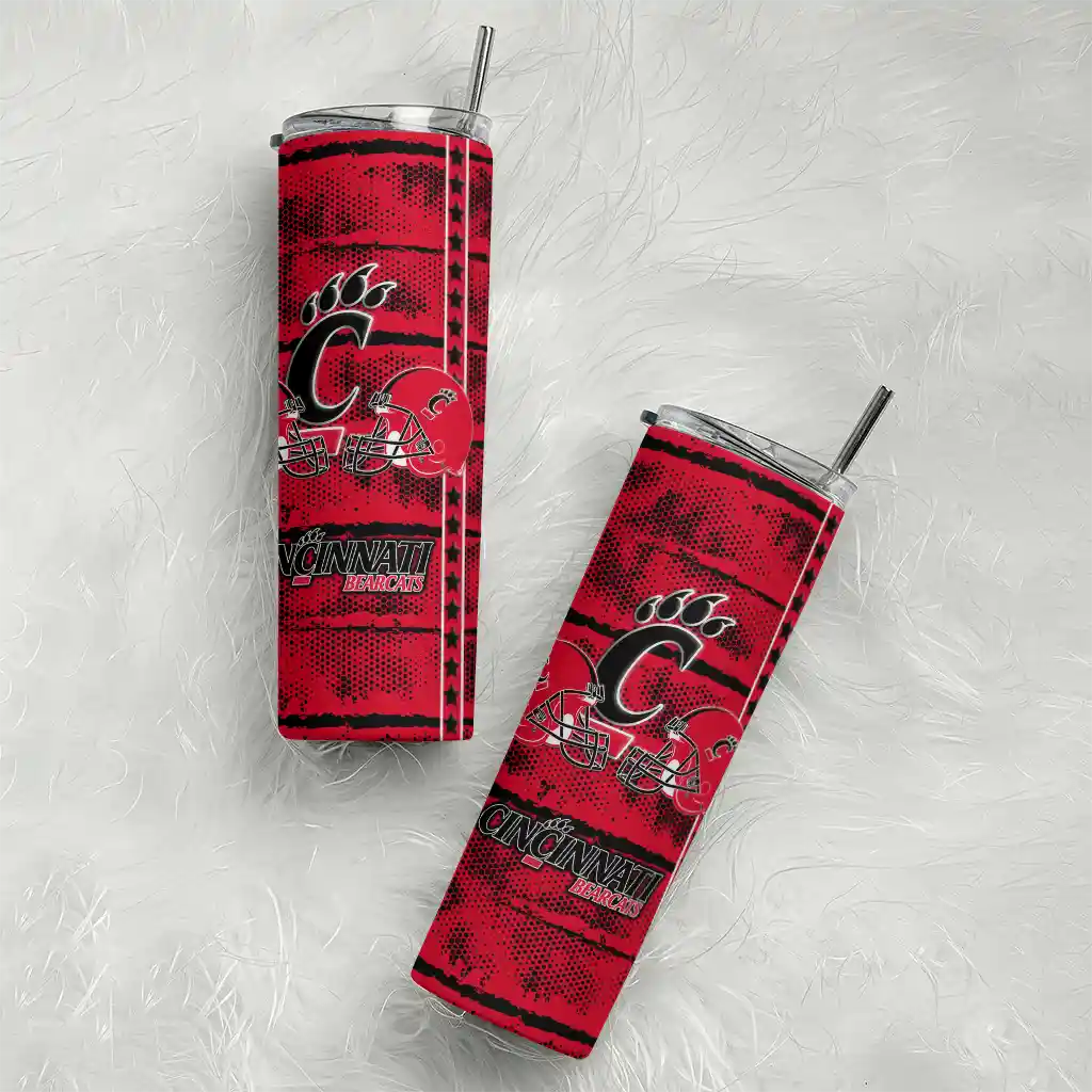 customized-cincinnati-bearcats-chevron-patch-red-skinny-tumbler-top-rated.webp
