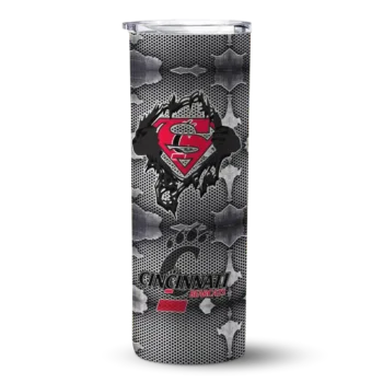 Customized Cincinnati Bearcats Chevron V Red Gray Skinny Tumbler