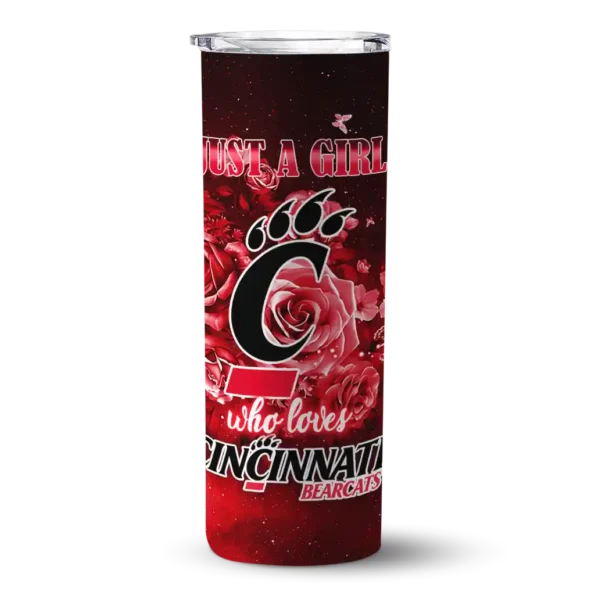 customized cincinnati bearcats rose romance red black skinny tumbler best selling