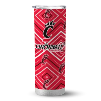 Customized Cincinnati Bearcats Zipper Leopard Red Skinny Tumbler
