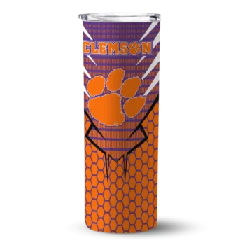 Customized Clemson Tigers Chevron Stripes Orange Skinny Tumbler