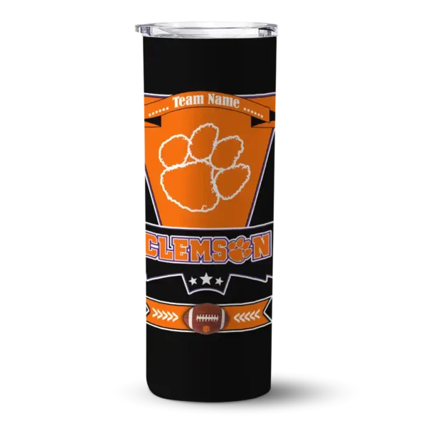 customized clemson tigers helmet belt orange black skinny tumbler best selling
