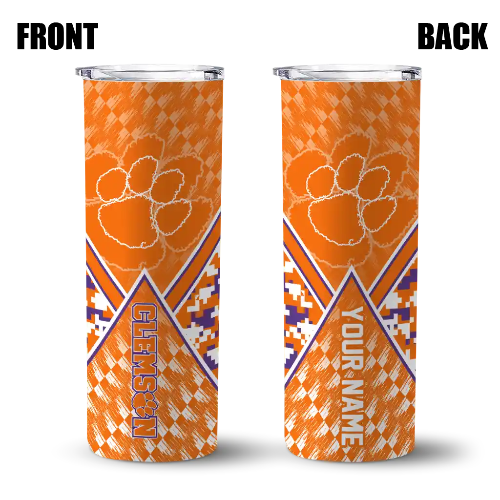 customized-clemson-tigers-monogram-burst-orange-white-skinny-tumbler-fashion-forward.webp