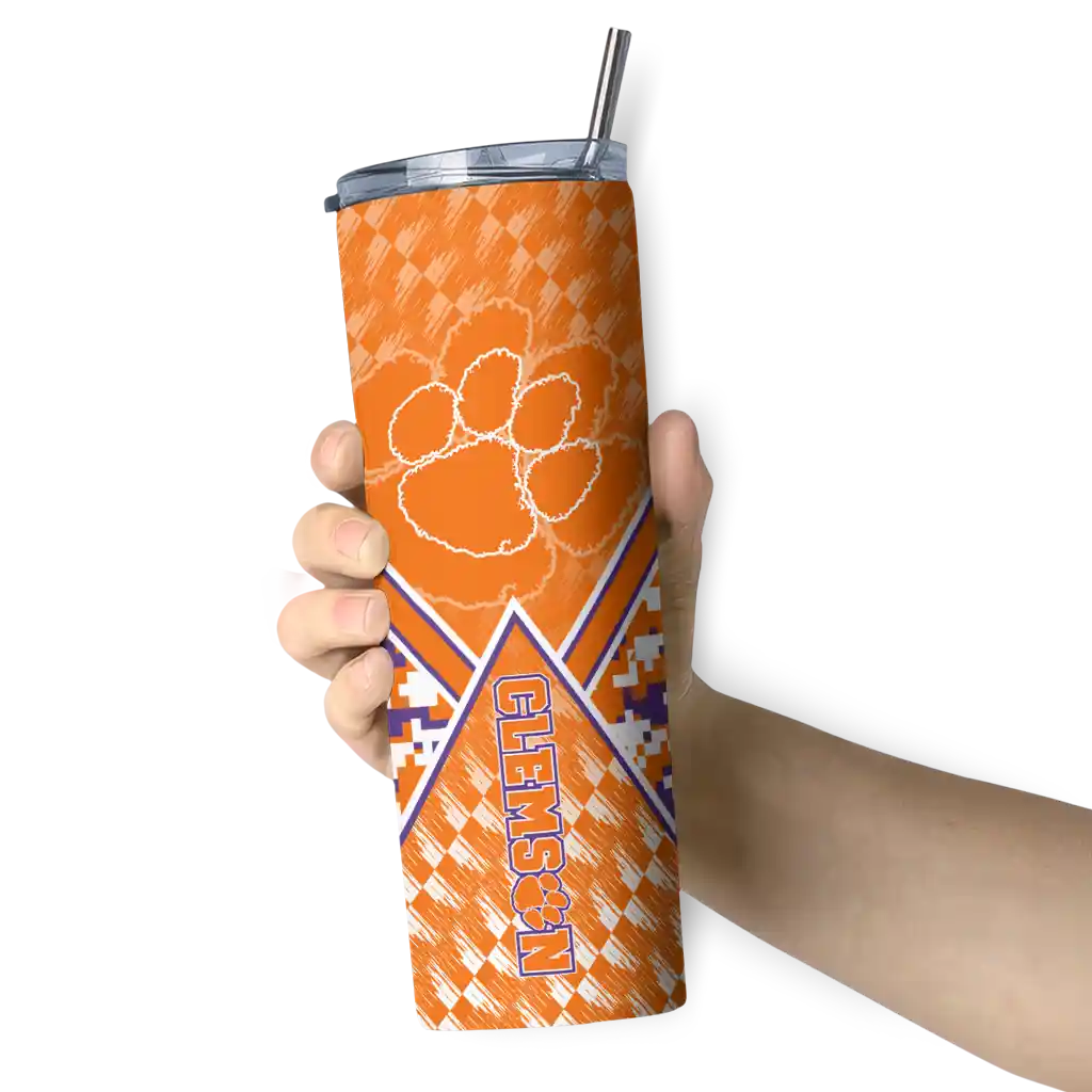 customized-clemson-tigers-monogram-burst-orange-white-skinny-tumbler-premium-grade.webp