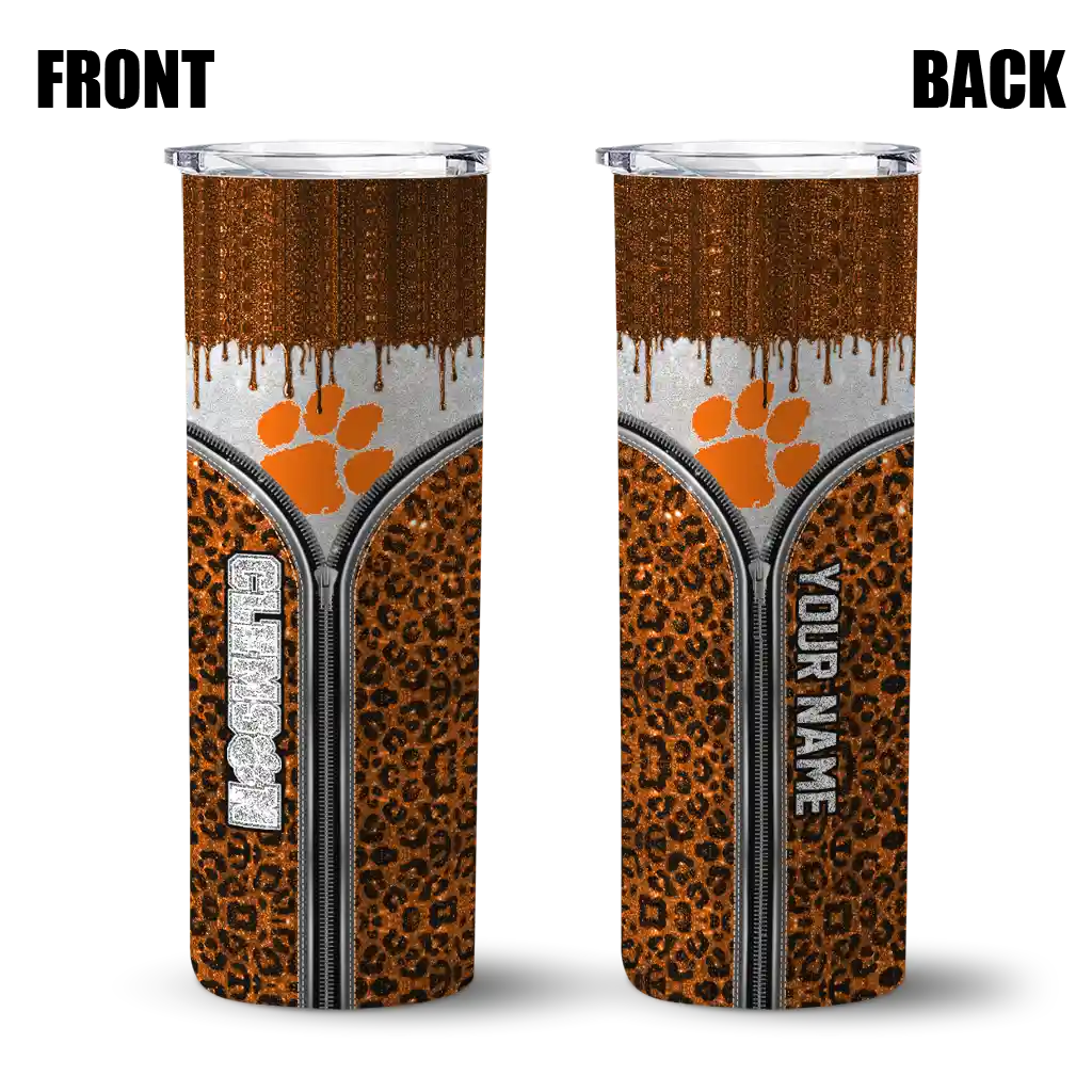 customized-clemson-tigers-sparkle-drip-orange-skinny-tumbler-fashion-forward.webp