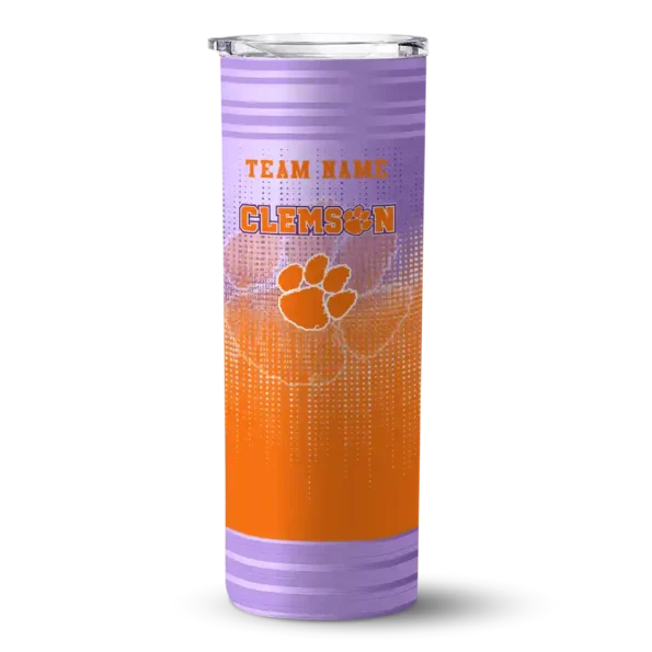 customized clemson tigers swirl texture orange skinny tumbler best selling