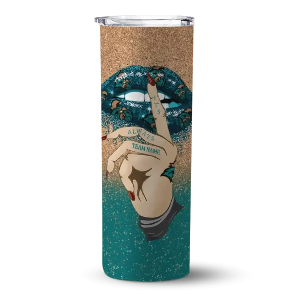 customized coastal carolina chanticleers sparkle lips green skinny tumbler best selling