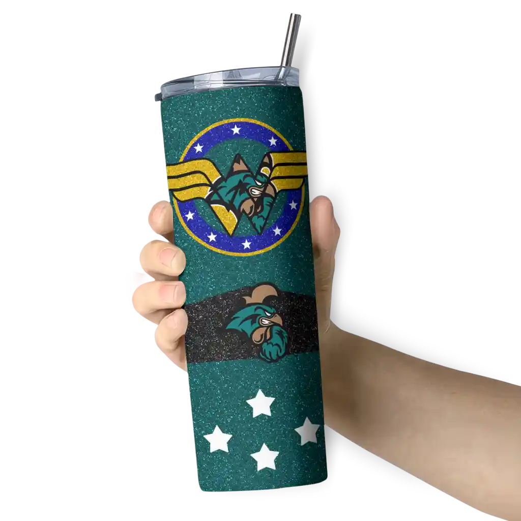 customized-coastal-carolina-chanticleers-star-cluster-green-skinny-tumbler-premium-grade.webp