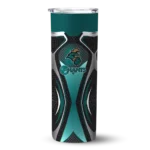 customized-coastal-carolina-chanticleers-superman-emblem-green-black-skinny-tumbler-best-selling.webp