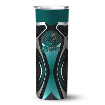 Customized Coastal Carolina Chanticleers Superman Emblem Green Black Skinny Tumbler