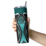 customized-coastal-carolina-chanticleers-superman-emblem-green-black-skinny-tumbler-best-selling.webp