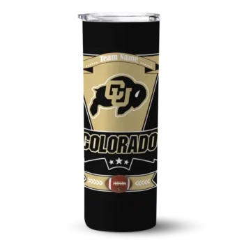 Customized Colorado Buffaloes Helmet Belt Gold Black Skinny Tumbler
