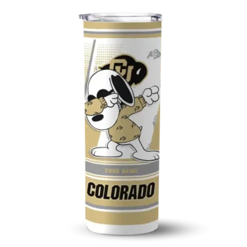 Customized Colorado Buffaloes Snoopy Dog Gold White Skinny Tumbler