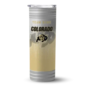 Customized Colorado Buffaloes Swirl Texture Gold Skinny Tumbler