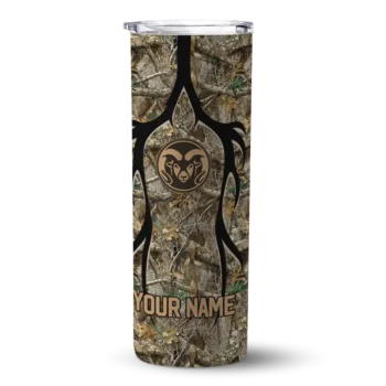 Customized Colorado State Rams Antler Flow Camo Skinny Tumbler