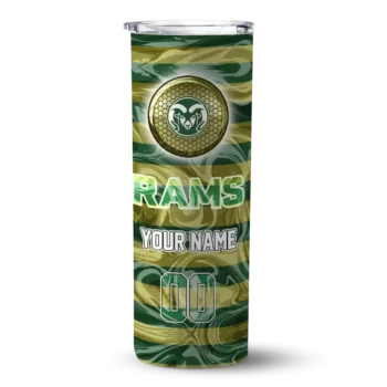Customized Colorado State Rams Patterned Waves Green Skinny Tumbler