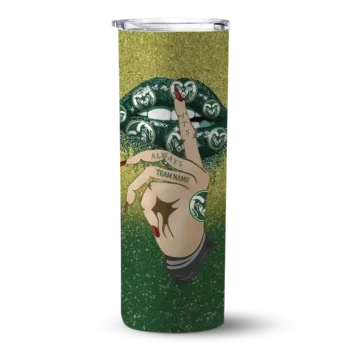 Customized Colorado State Rams Sparkle Lips Green Skinny Tumbler