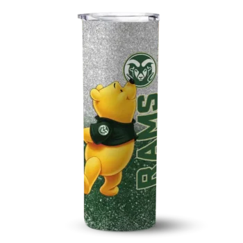 Customized Colorado State Rams Winnie the Pooh Green Gray Skinny Tumbler