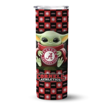 Customized Cornell Big Red Yoda Cozy Red Black Skinny Tumbler