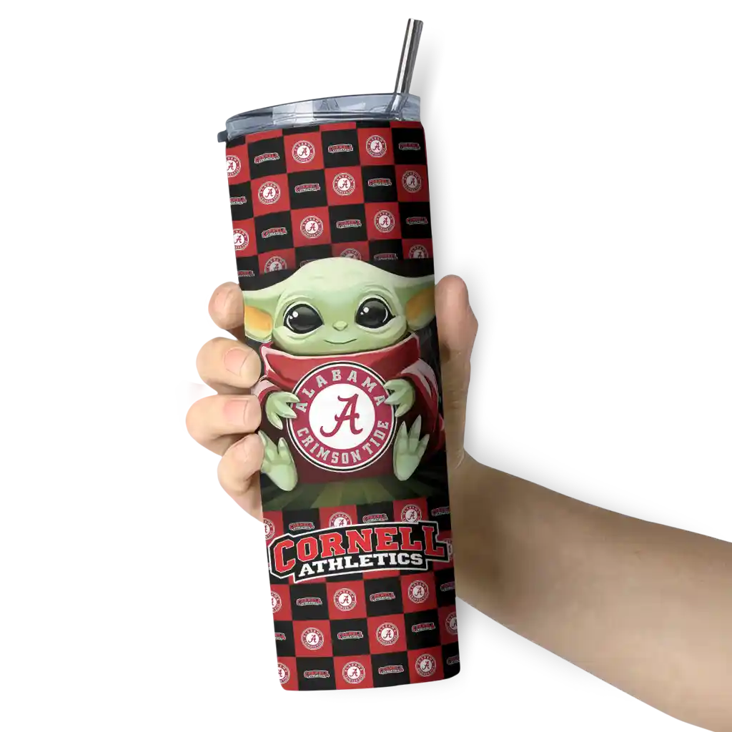 customized-cornell-big-red-yoda-cozy-red-black-skinny-tumbler-premium-grade.webp