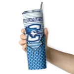 customized-creighton-bluejays-chevron-stripes-blue-skinny-tumbler-best-selling.webp