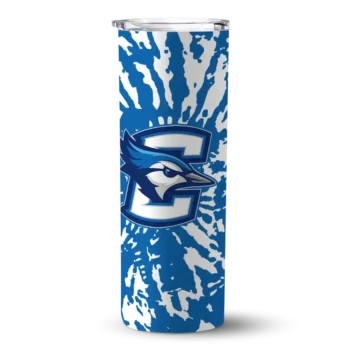 Customized Creighton Bluejays Metallic Grid Blue Skinny Tumbler