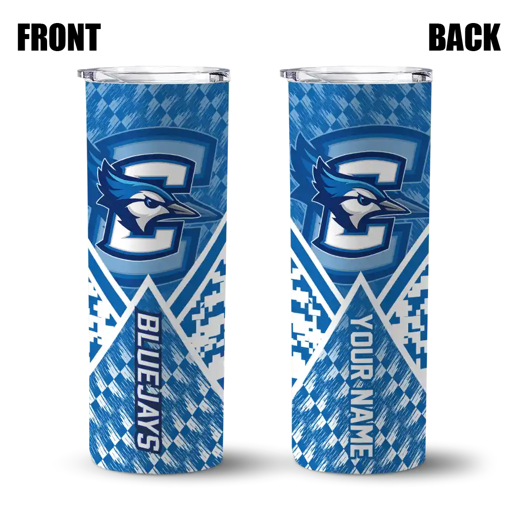 customized-creighton-bluejays-monogram-burst-blue-white-skinny-tumbler-fashion-forward.webp
